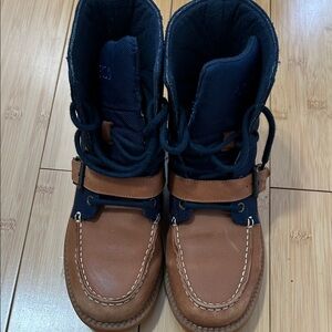 Polo by Ralph Lauren Brown and Navy Kids Lace-Up Strap Boots